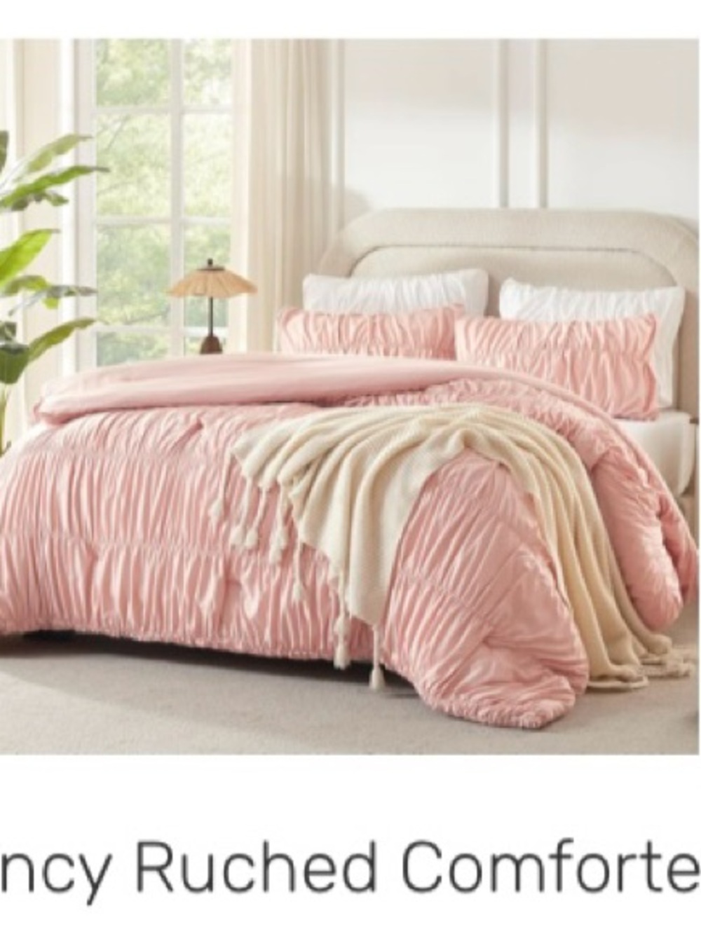 Elegant Andency Ruched Comforter Set in Blush Pink - Soft Textured Bedding